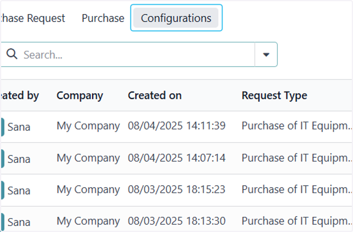 Click on Configurations