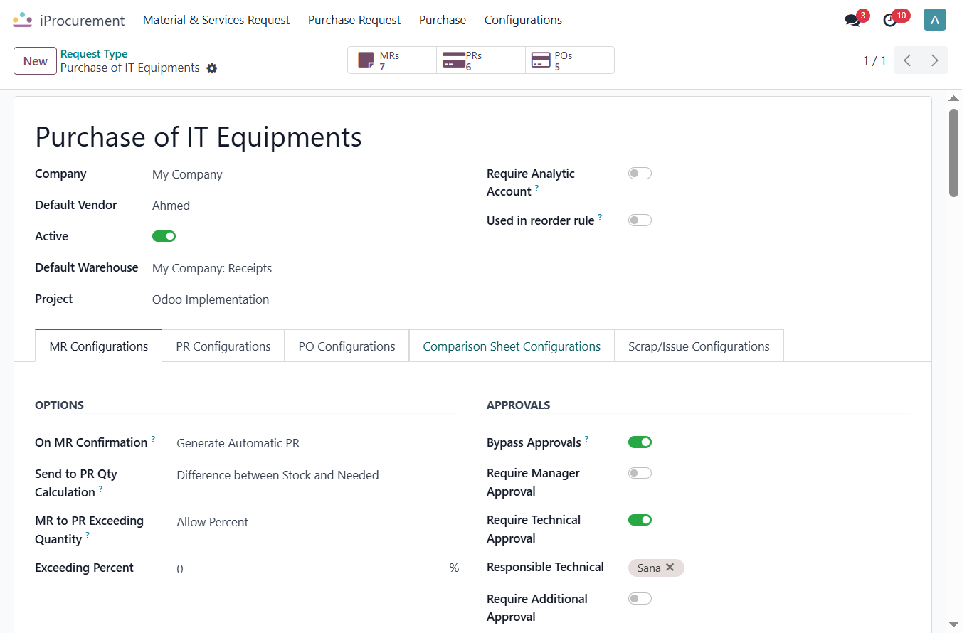 Click on Comparison Sheet Configurations