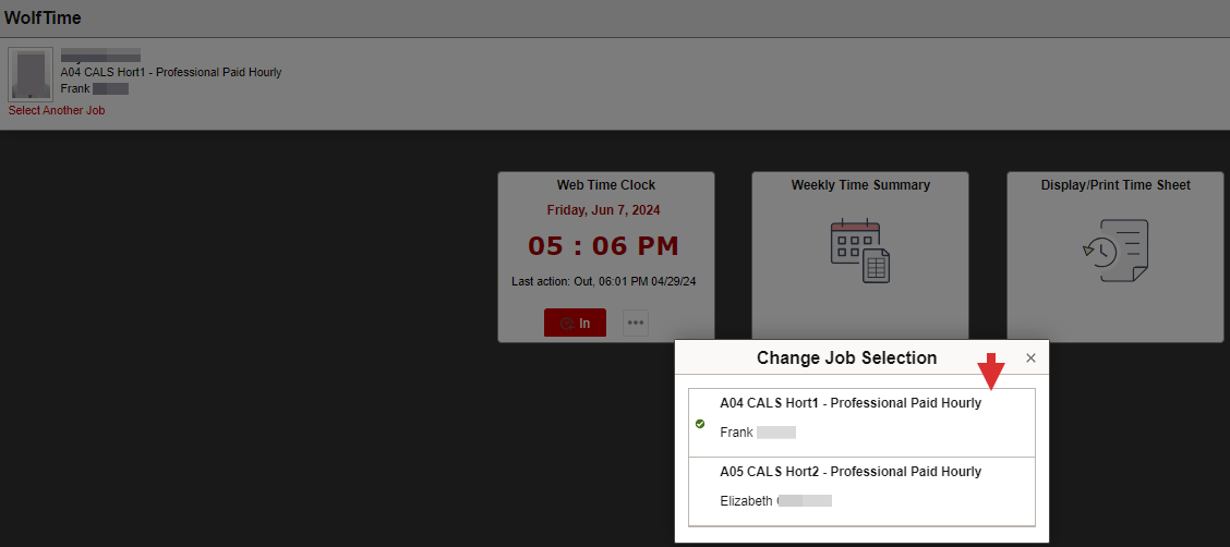 Select a Job from the drop down list