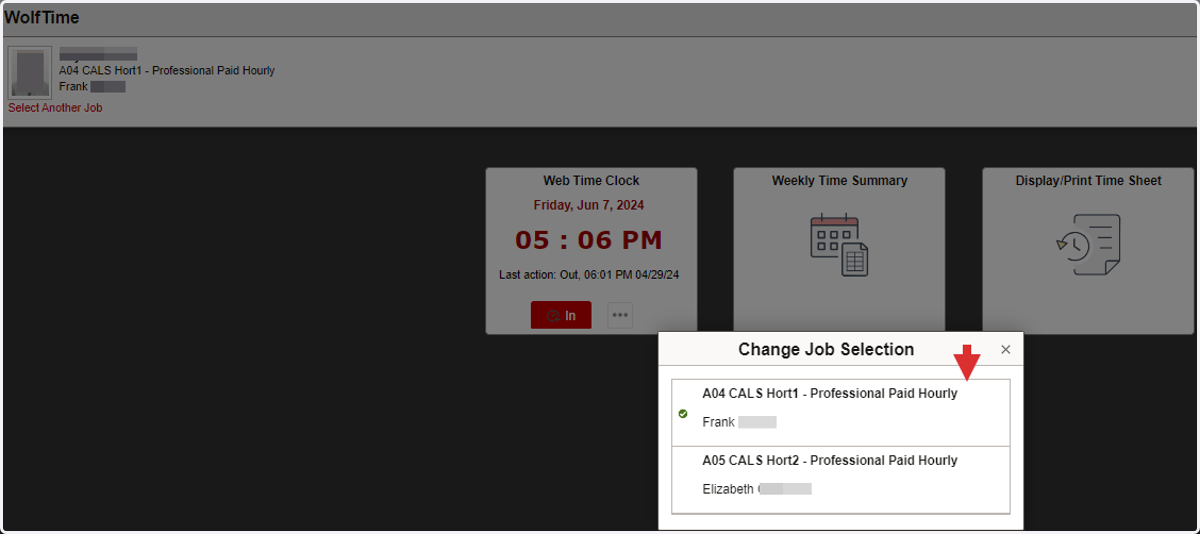 Select a Job from the drop down list