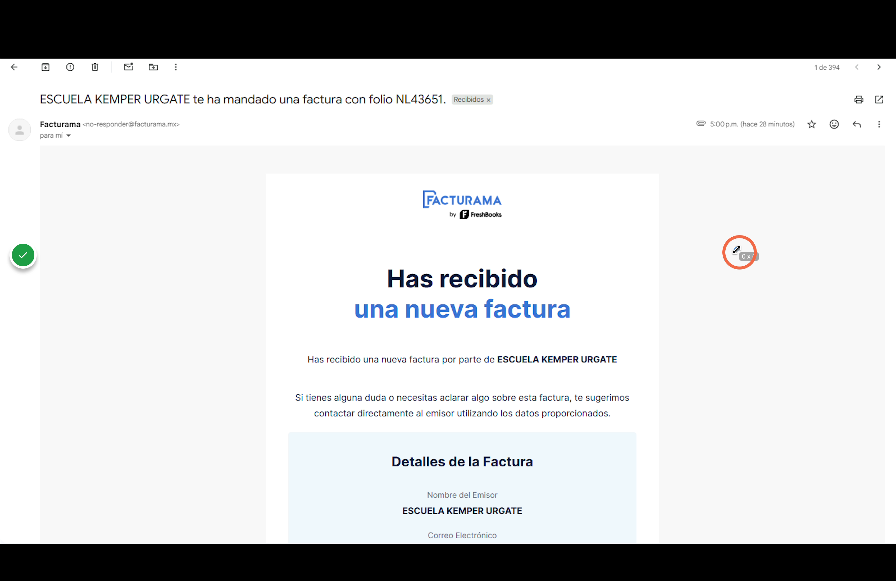 Visualización del correo