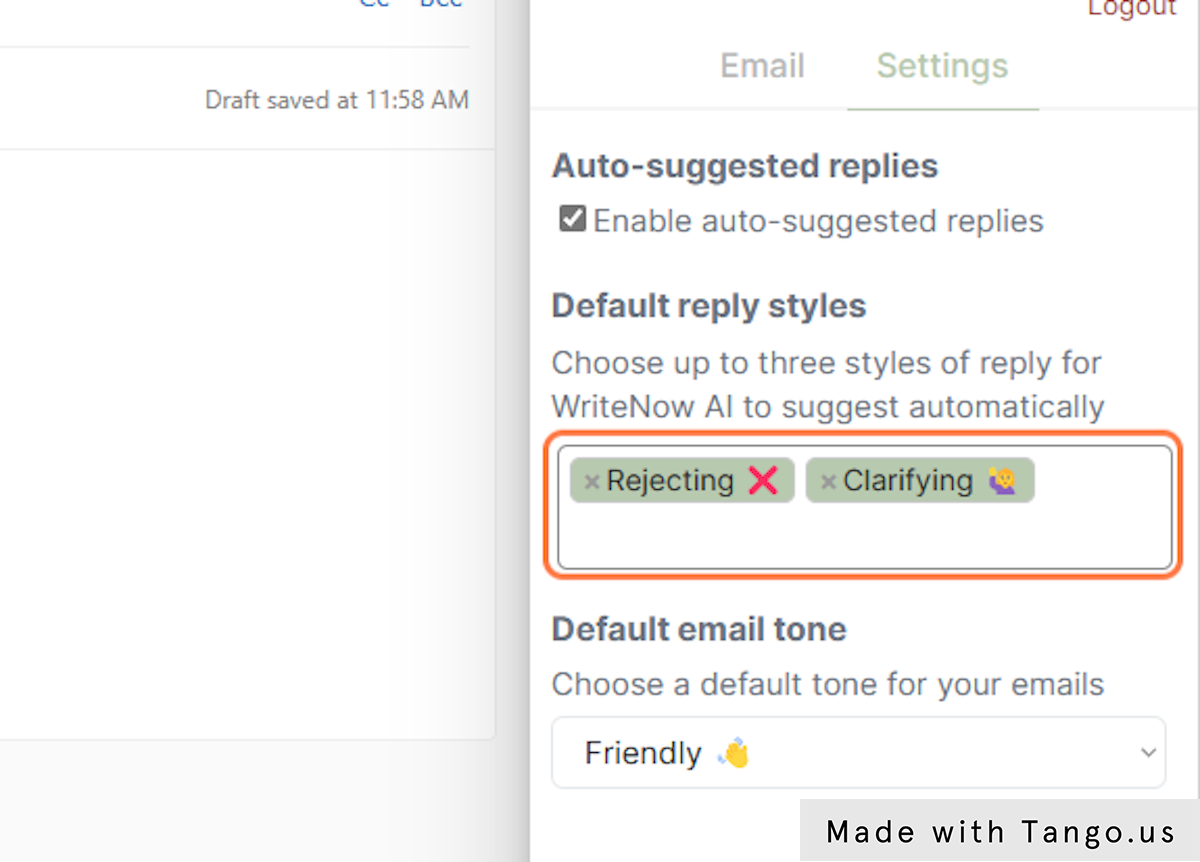 Under 'Default reply styles' you can choose up to three styles of email which will auto-generate when you open an email to reply to it