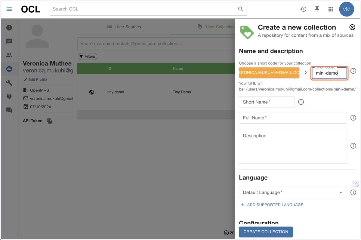 Provide a unique short code for your collection e.g.,"mini-demo"