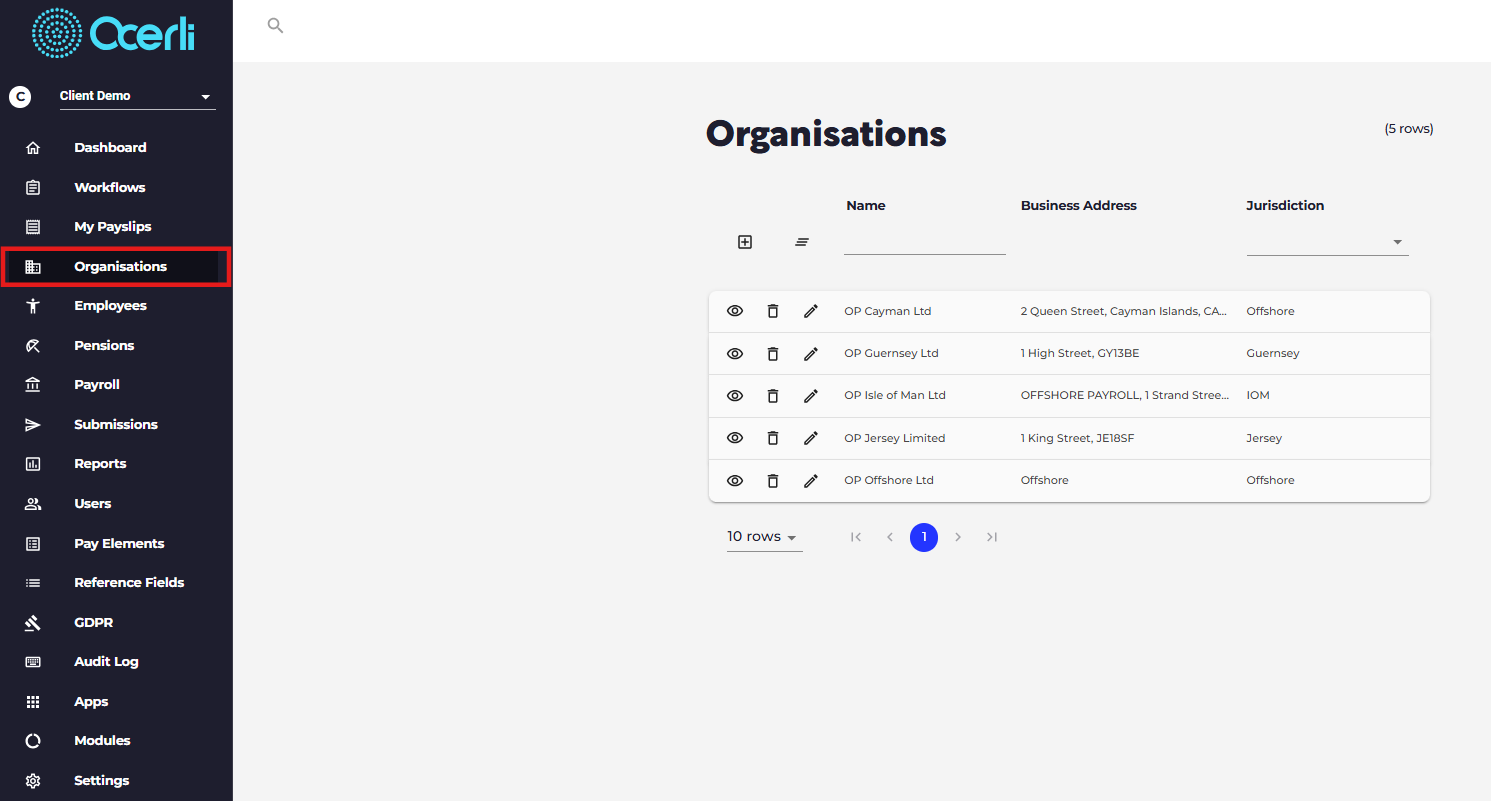 Organisations: Add organisations and edit organisation details