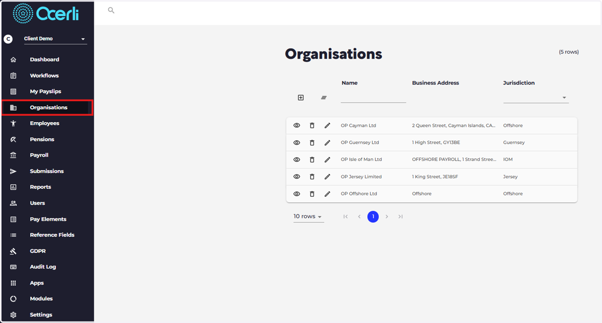 Organisations: Add organisations and edit organisation details