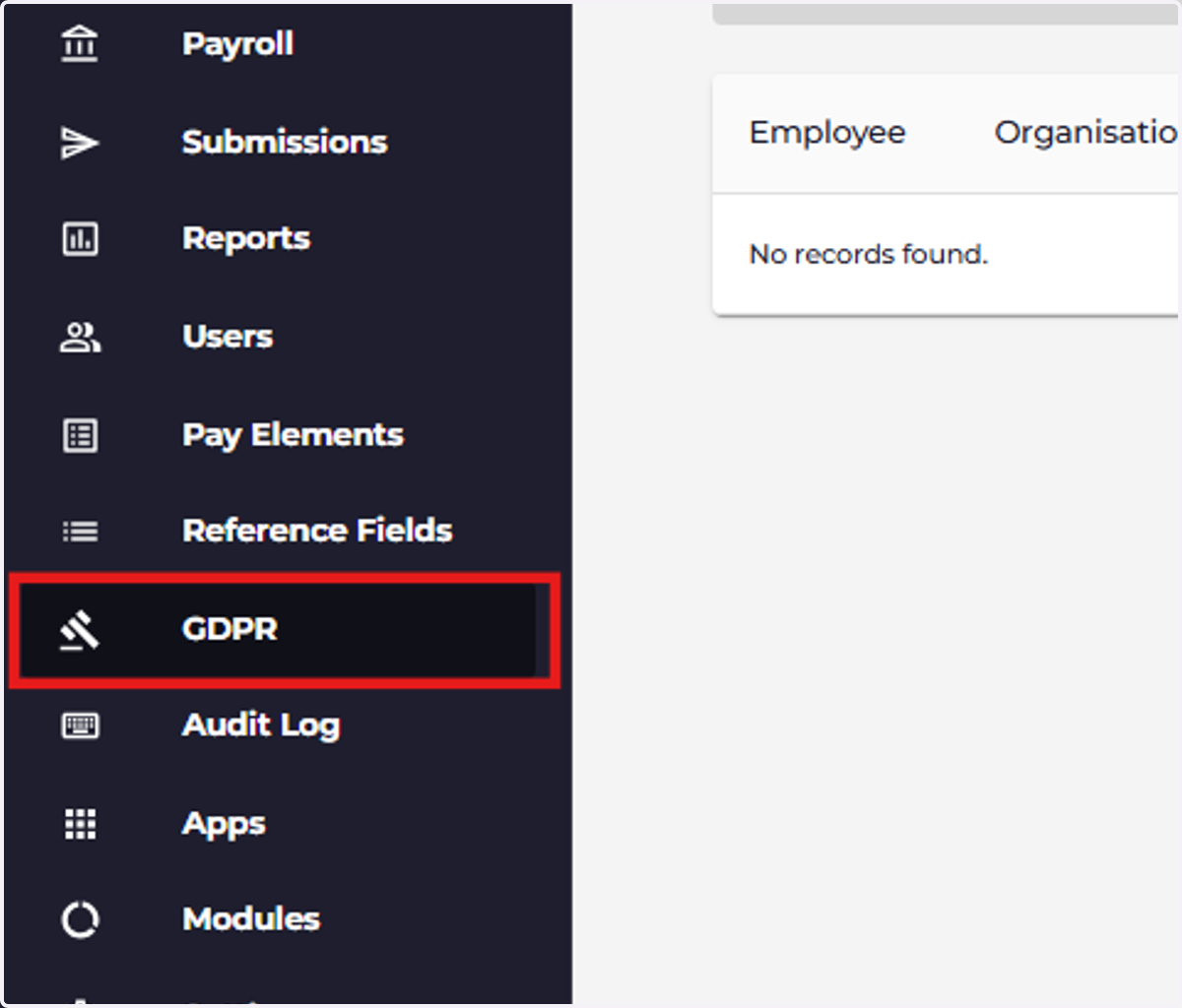 GDPR: Cleanse left employees from the app who are outside of the data retention period for the organisation.