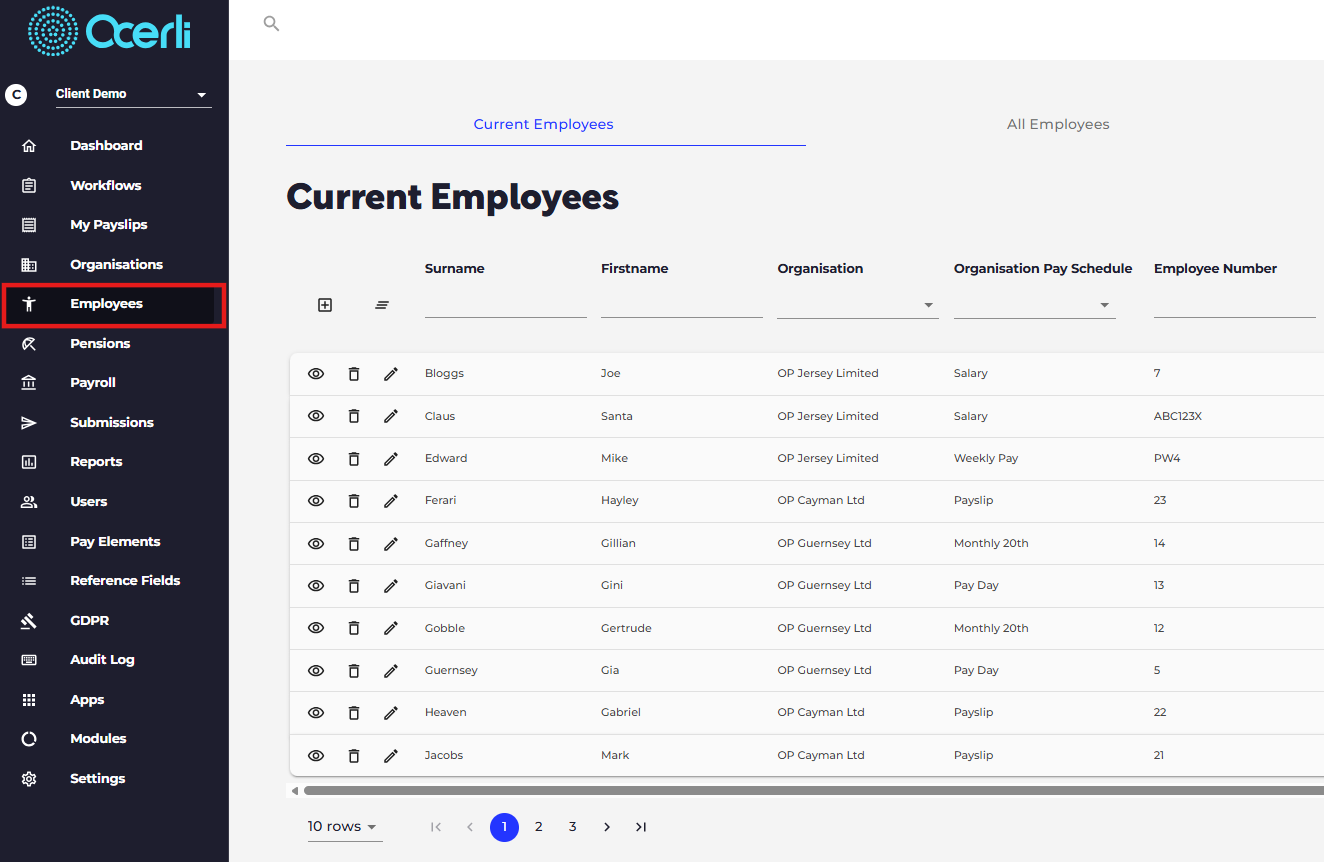Employees: Add employees and edit employee details.