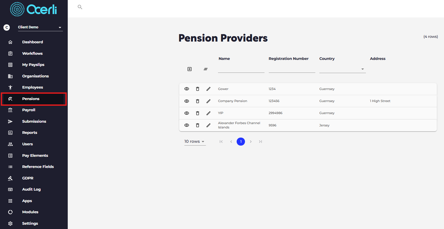 Pensions: set up pension elements, pensions schemes and pension reports