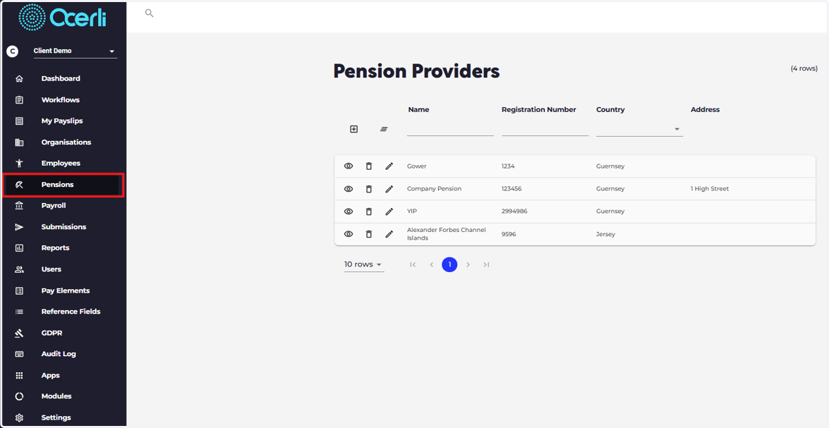 Pensions: set up pension elements, pensions schemes and pension reports