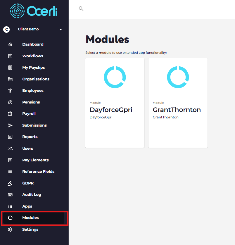 Modules: Access client-specific modules and functionality configured for your organisation.