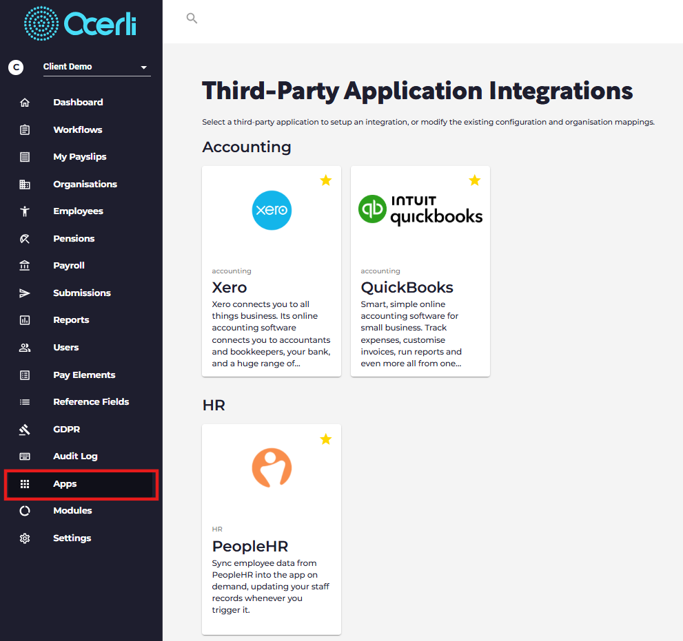 Apps: Utilise our integration with third-party application(s)