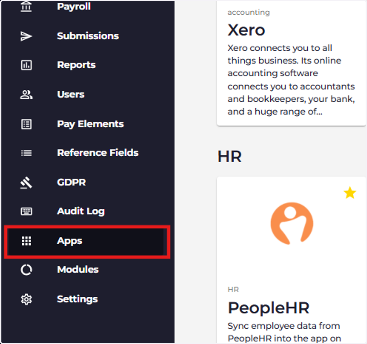Apps: Utilise our integration with third-party application(s)