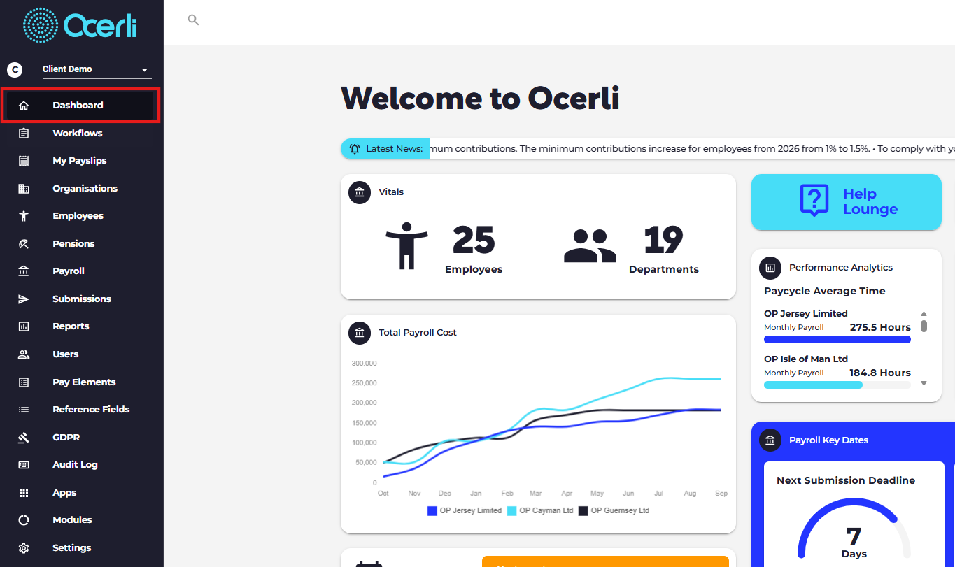 Dashboard: Quick link tiles to most popular workflows in the app