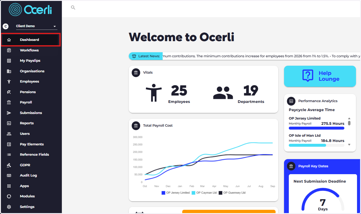 Dashboard: Quick link tiles to most popular workflows in the app