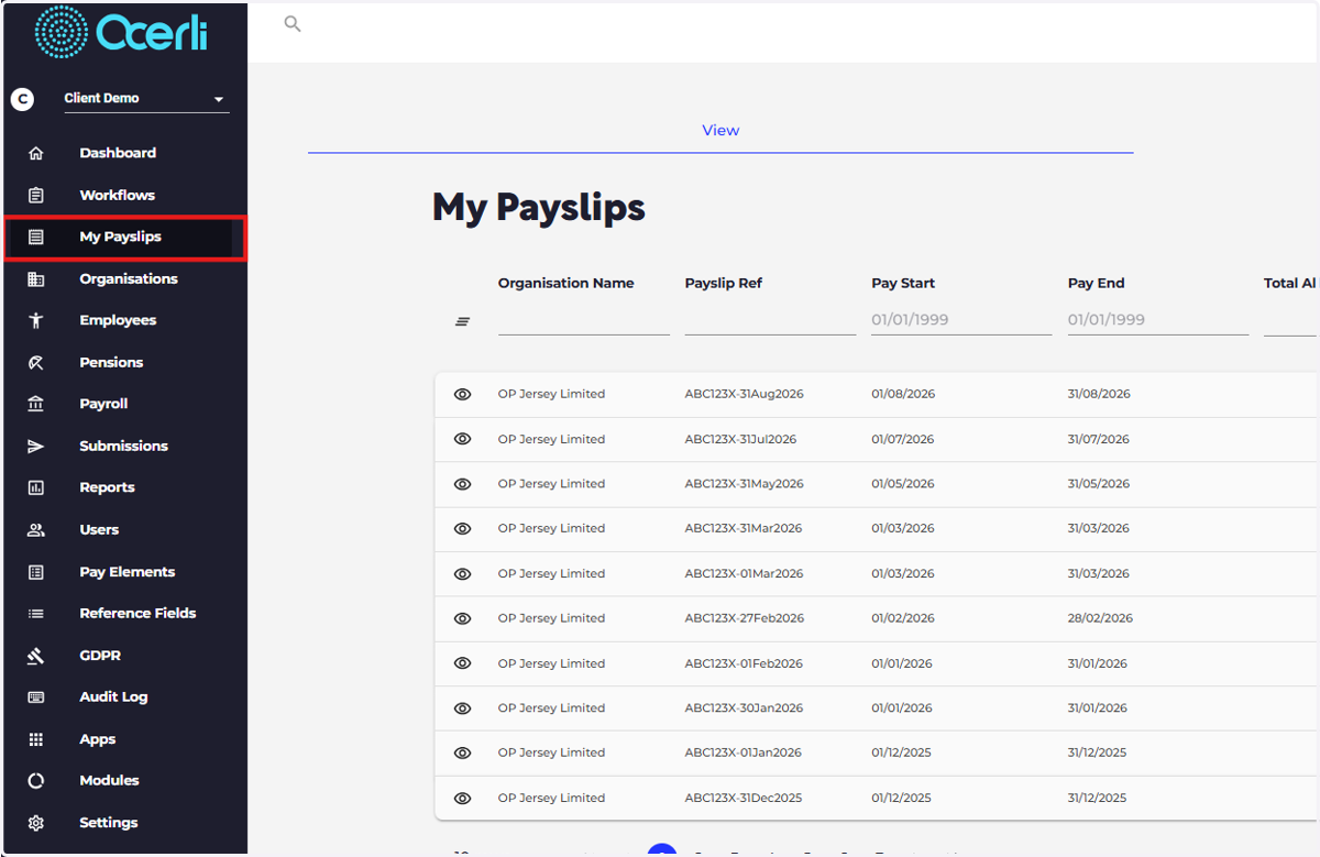 My Payslips: All your payslips are stored here