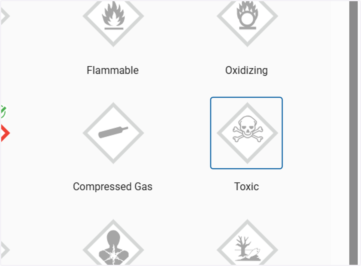 Select any applicable hazards to the chemicals stored in sublocation