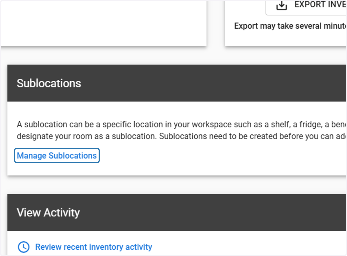 Click on 'Manage Sublocations'