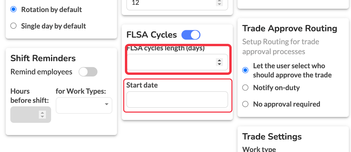 FSLA Cycles allow you to put in the FSLA Length and the start date. 