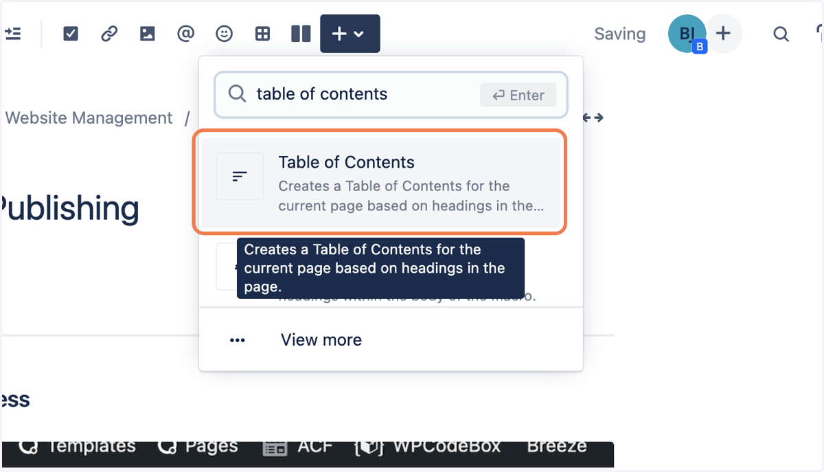Click on Table of Contents…
