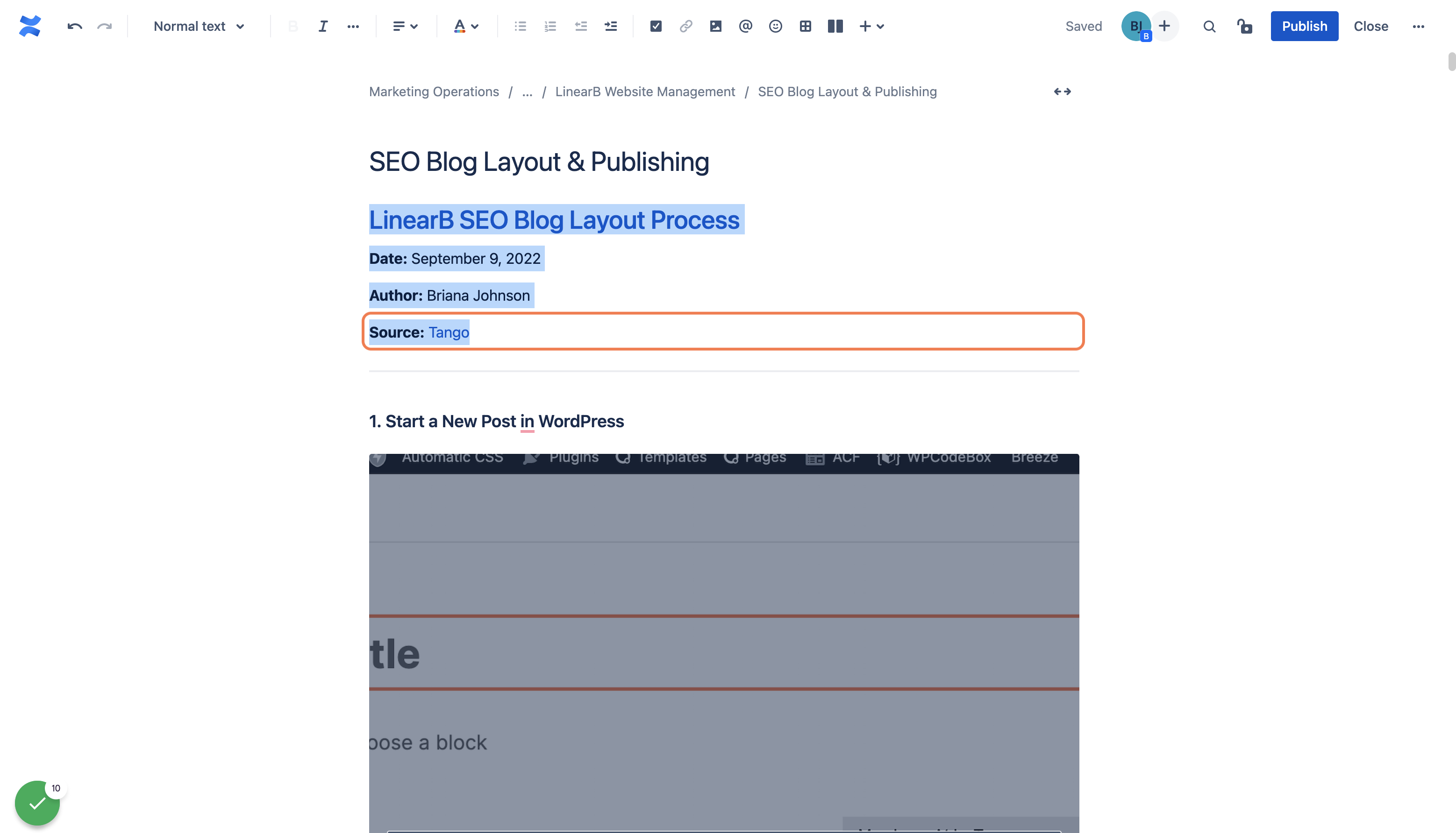 Replace the summary at the top with a Table of Contents