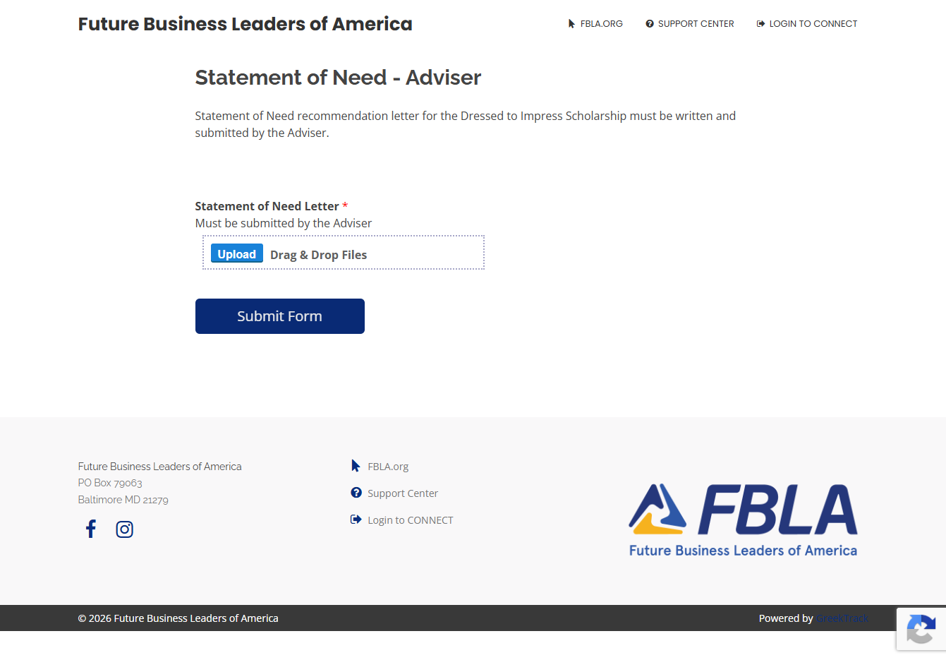 Adviser will then be able to submit your statement of need letter and Click on Submit Form