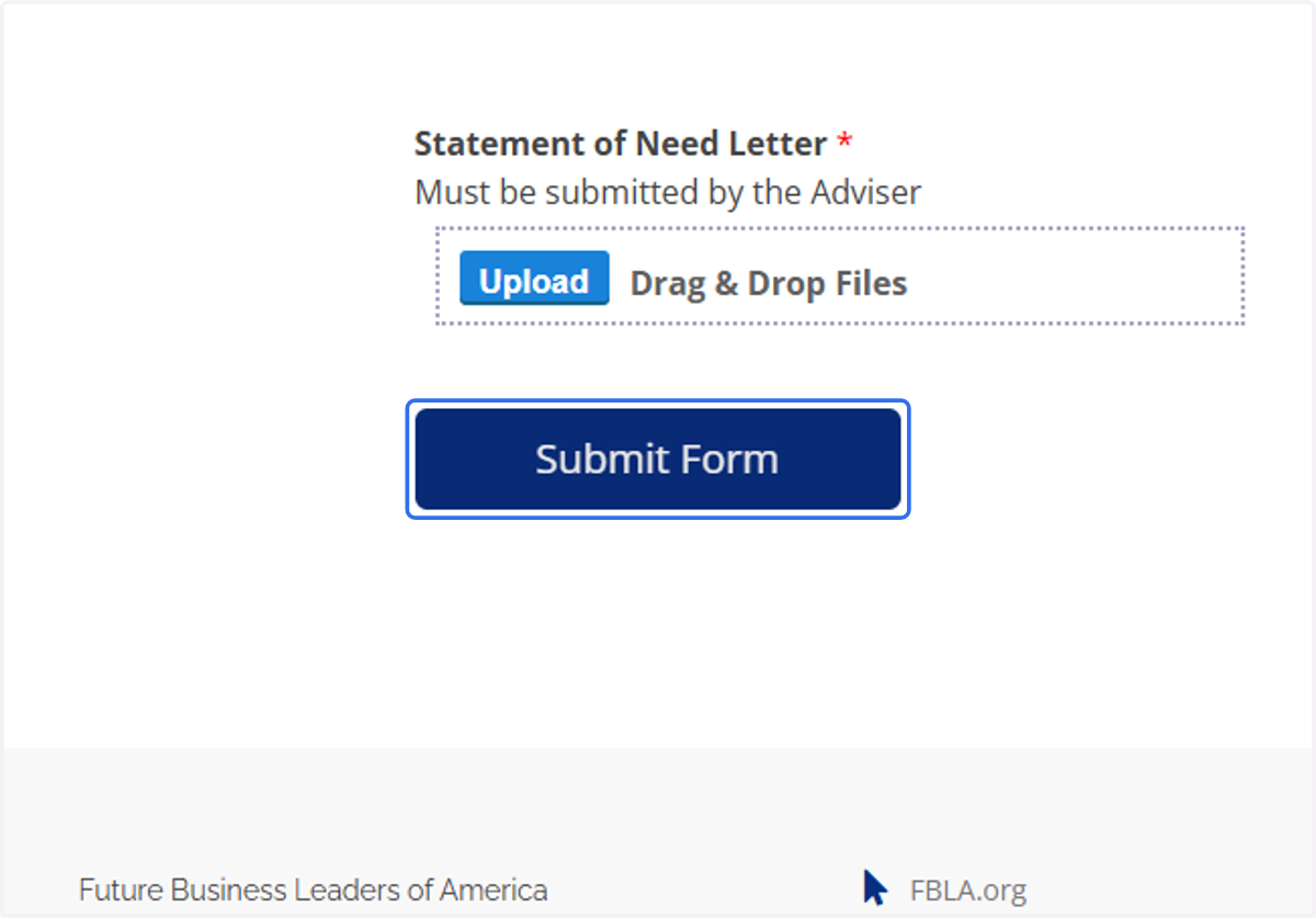 Adviser will then be able to submit your statement of need letter and Click on Submit Form
