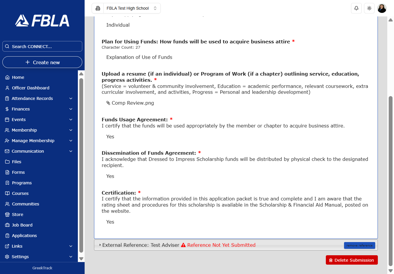 If you need to remove or edit your adviser reference contact, Click on remove reference