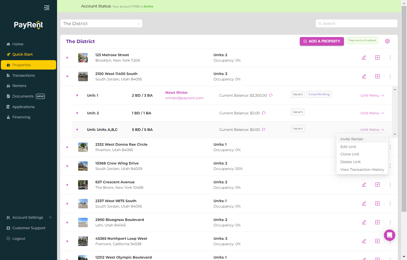 Click on Invite Renter