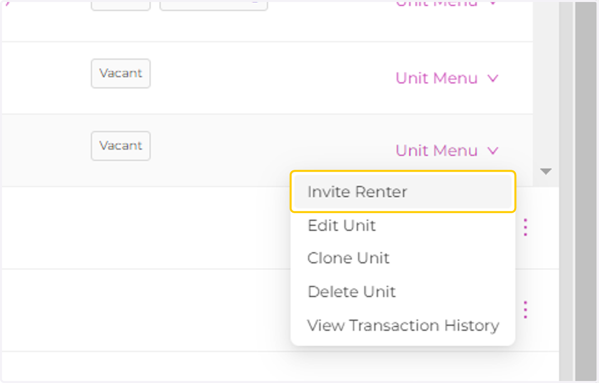 Click on Invite Renter