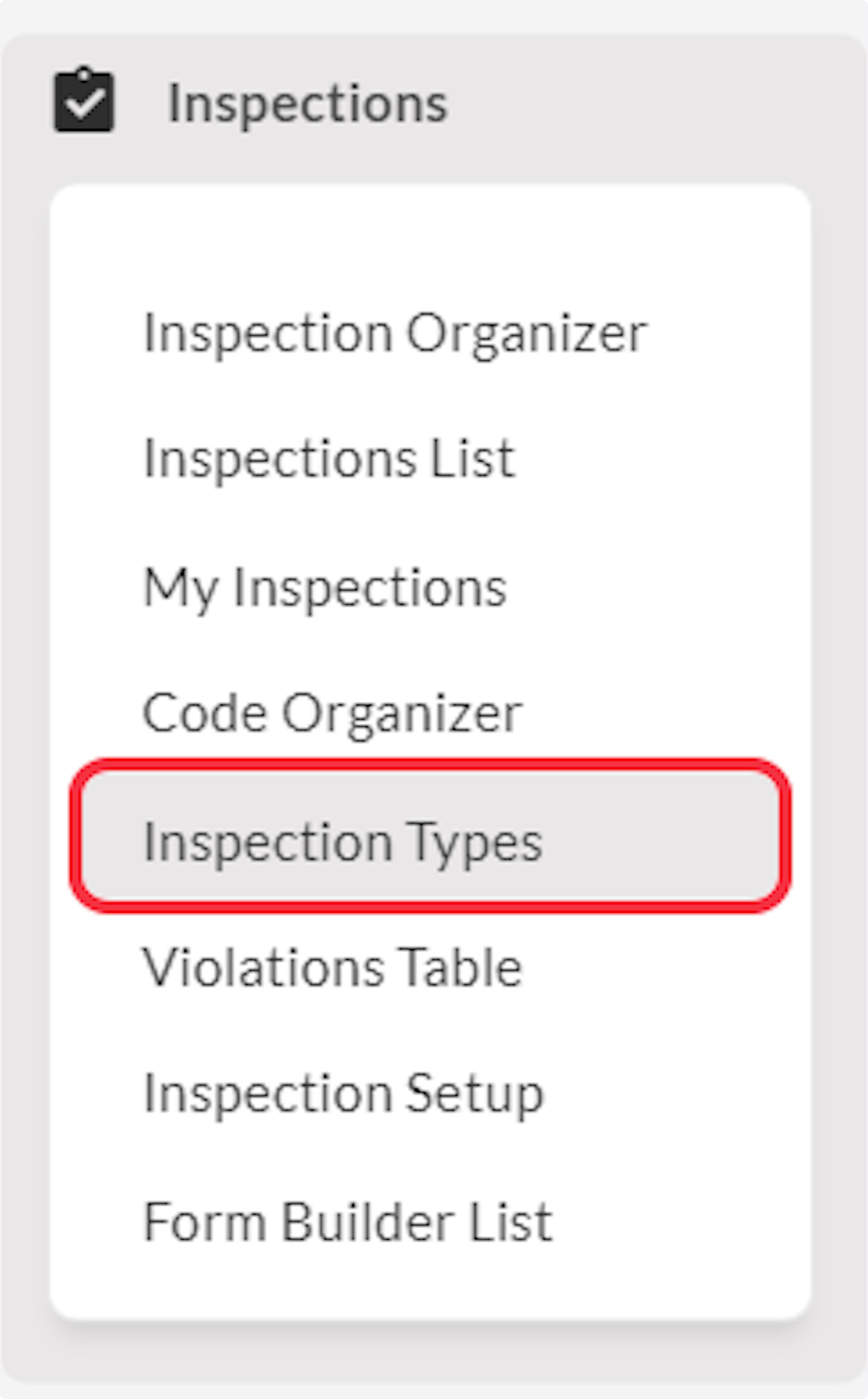Click on Inspection Types.