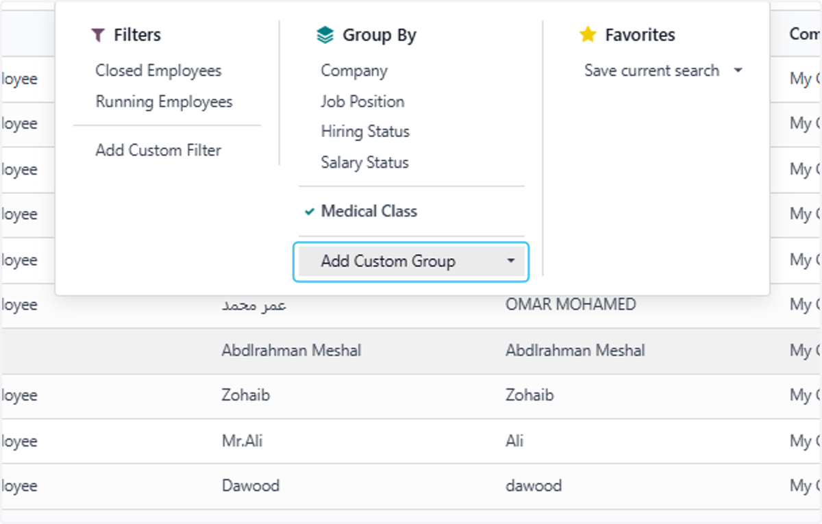 Select Add Custom Group