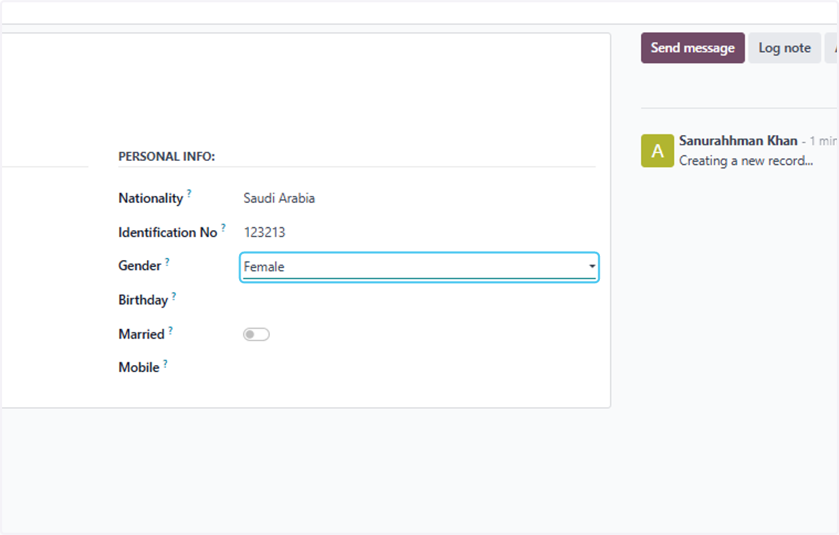 Select Female from Gender?