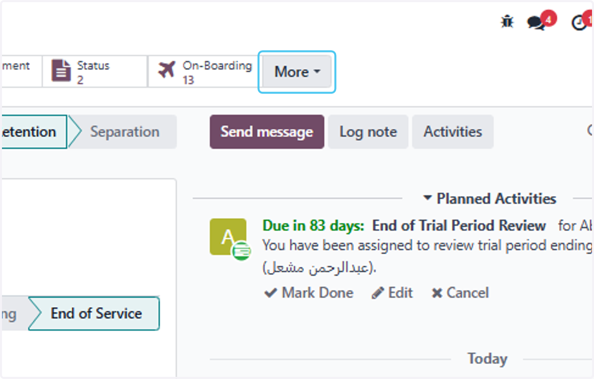 Click on More to Check or Add Dependent of Employees