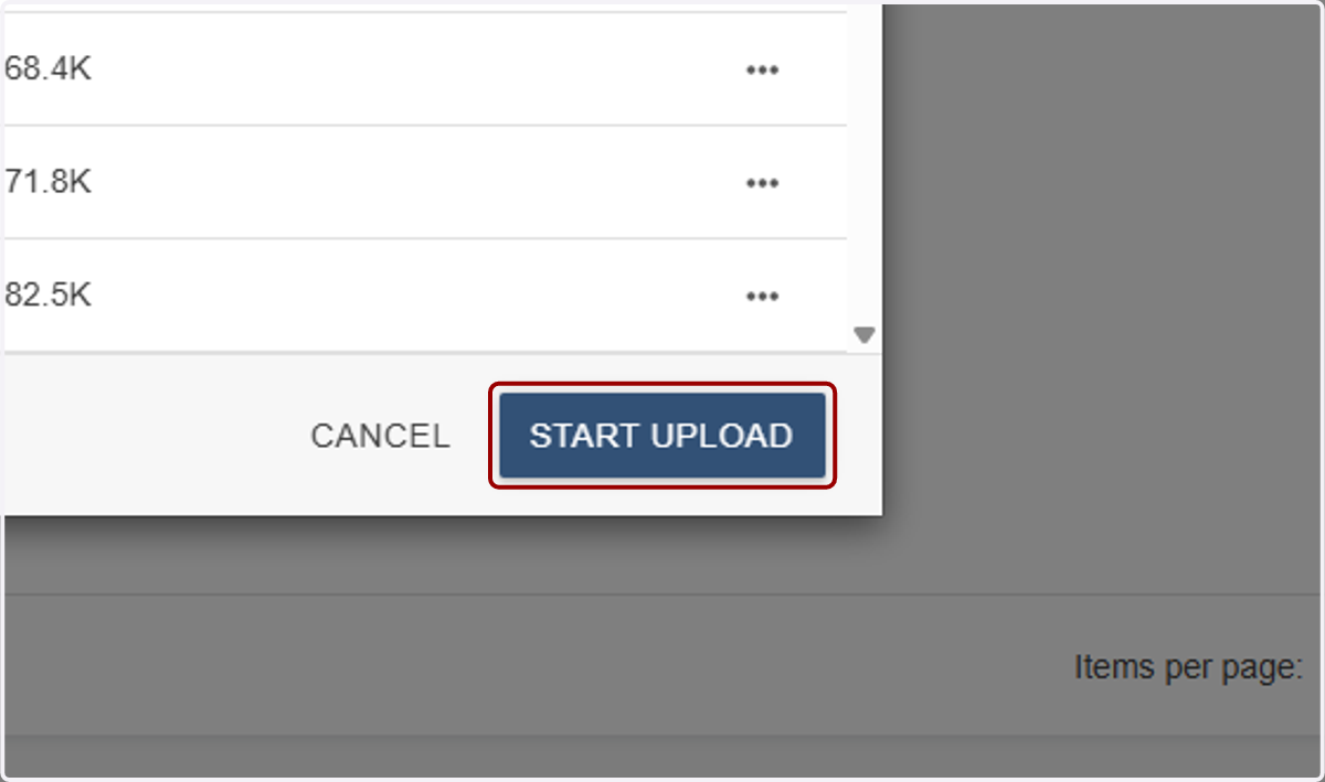 Then click START UPLOAD.