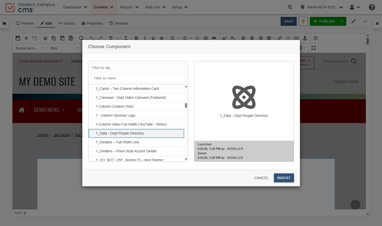 I'll click on INSERT...