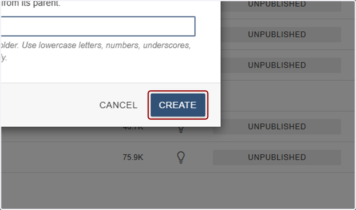 And click on CREATE.