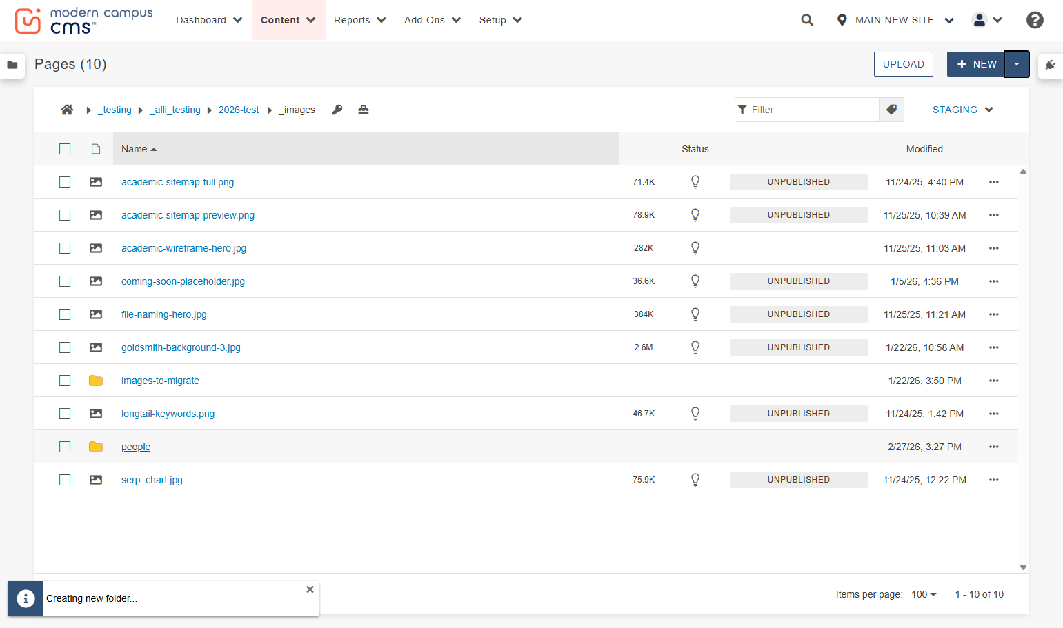 Once the directory is created, click on it...