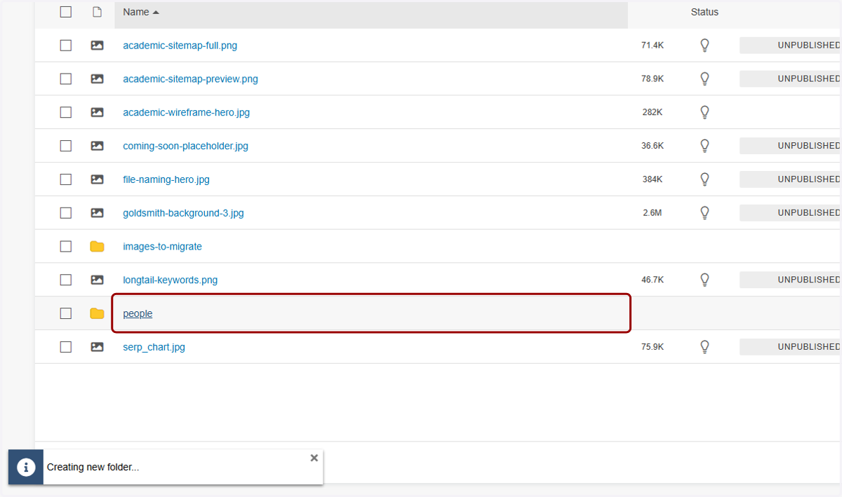 Once the directory is created, click on it...