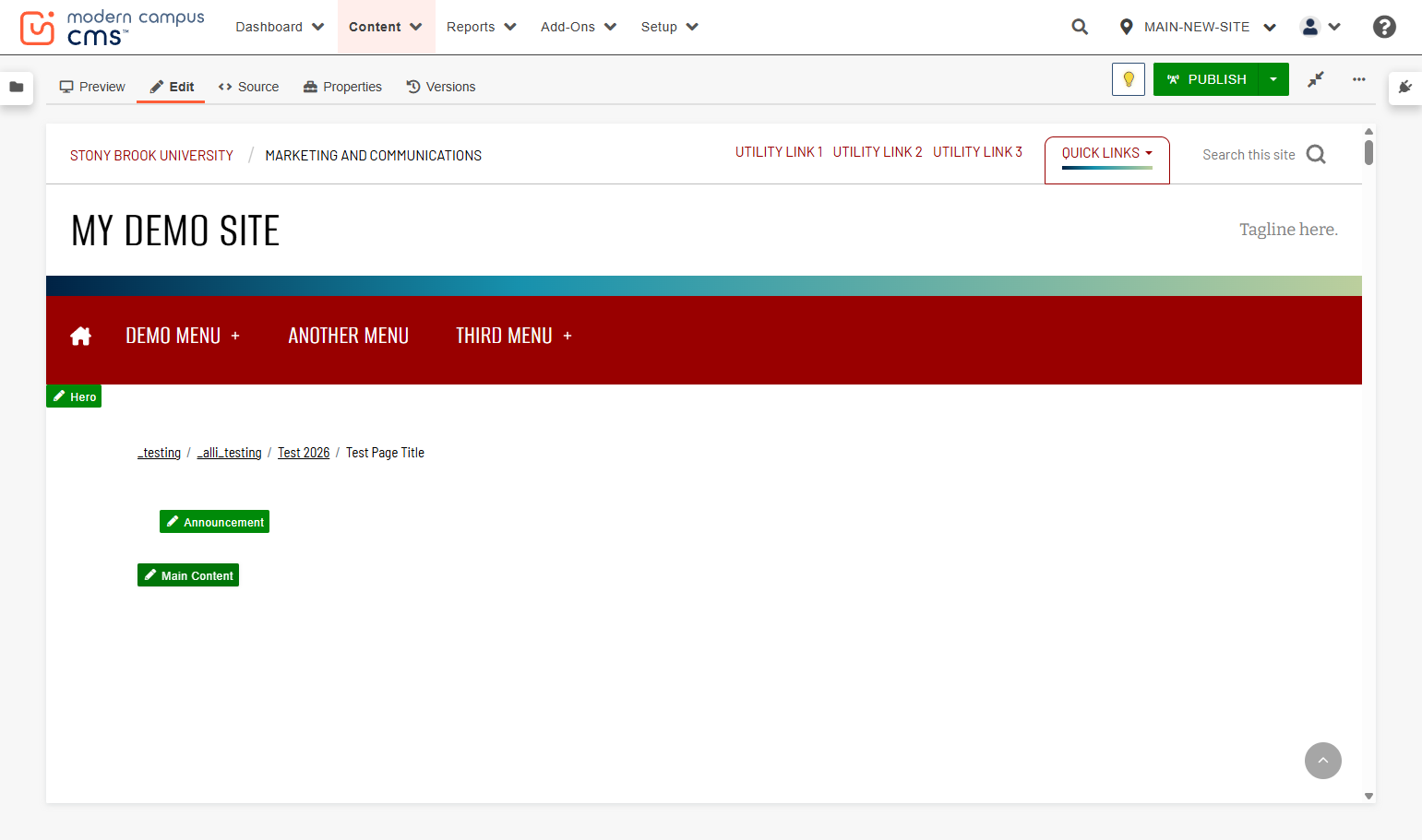 Now you can add your directory to your website! Navigate to (or create) a page you would like to place your directory on. I'll click Main Content...