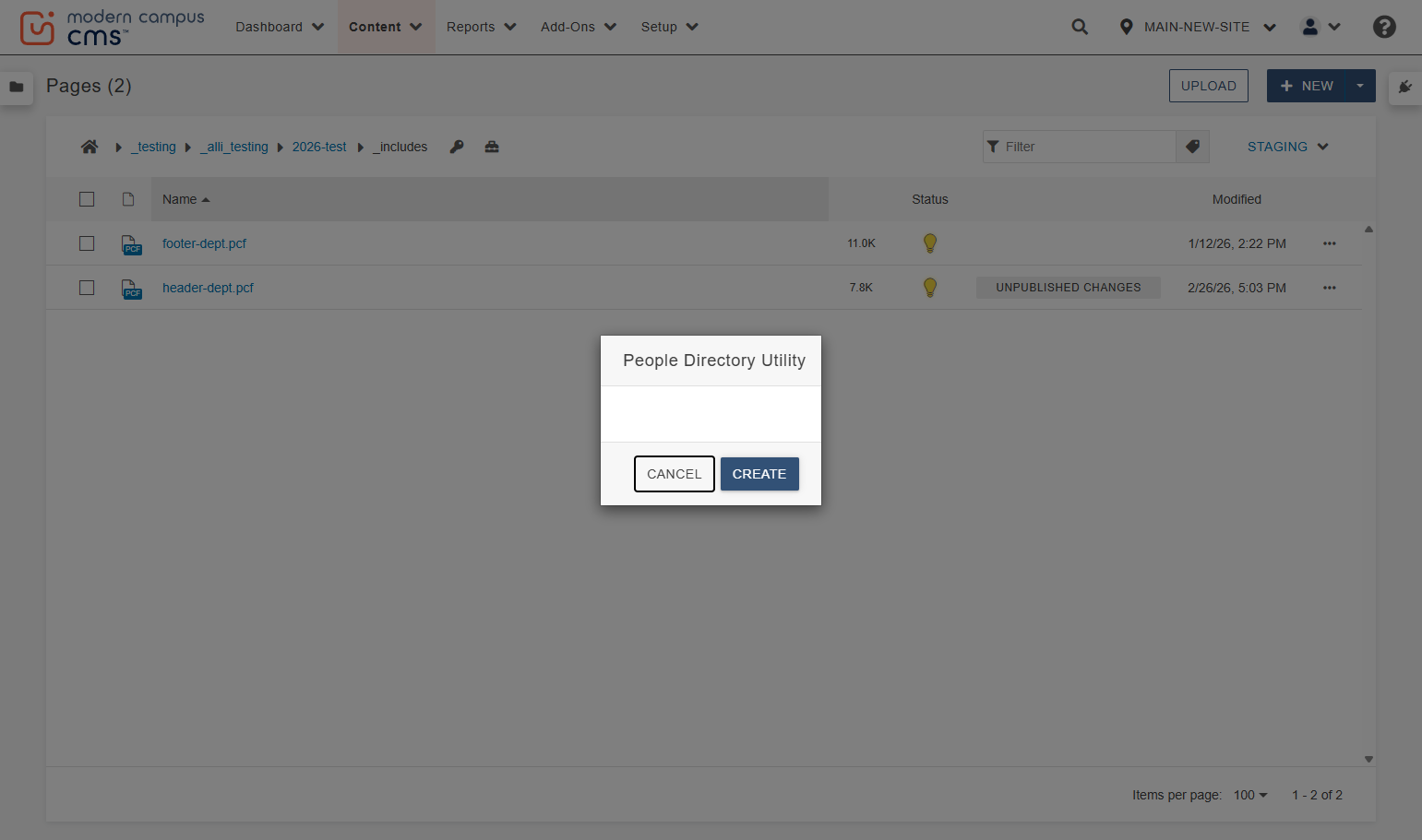 Click on CREATE.