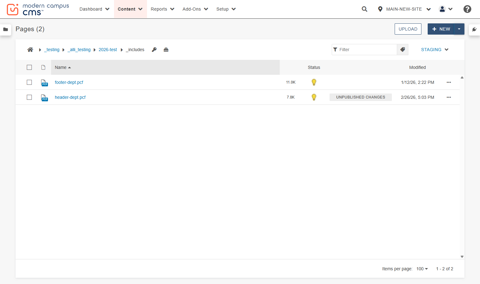 ...and once you're in the _includes directory, click on the New dropdown.