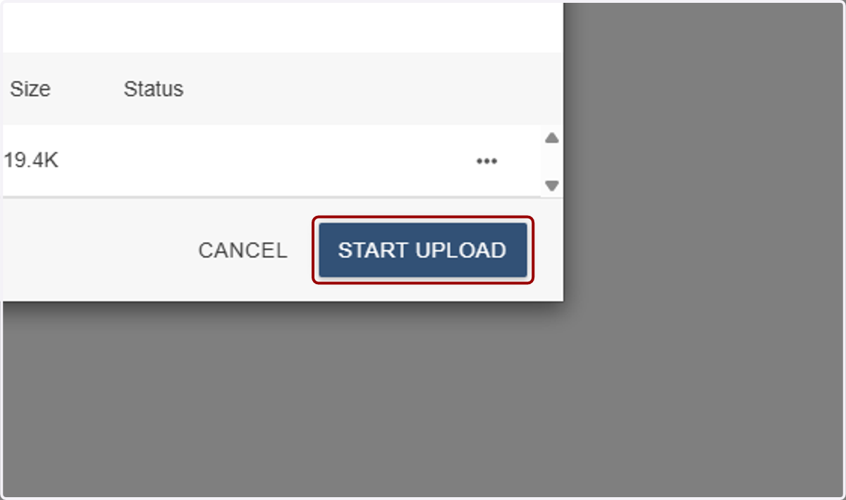 Click on START UPLOAD.