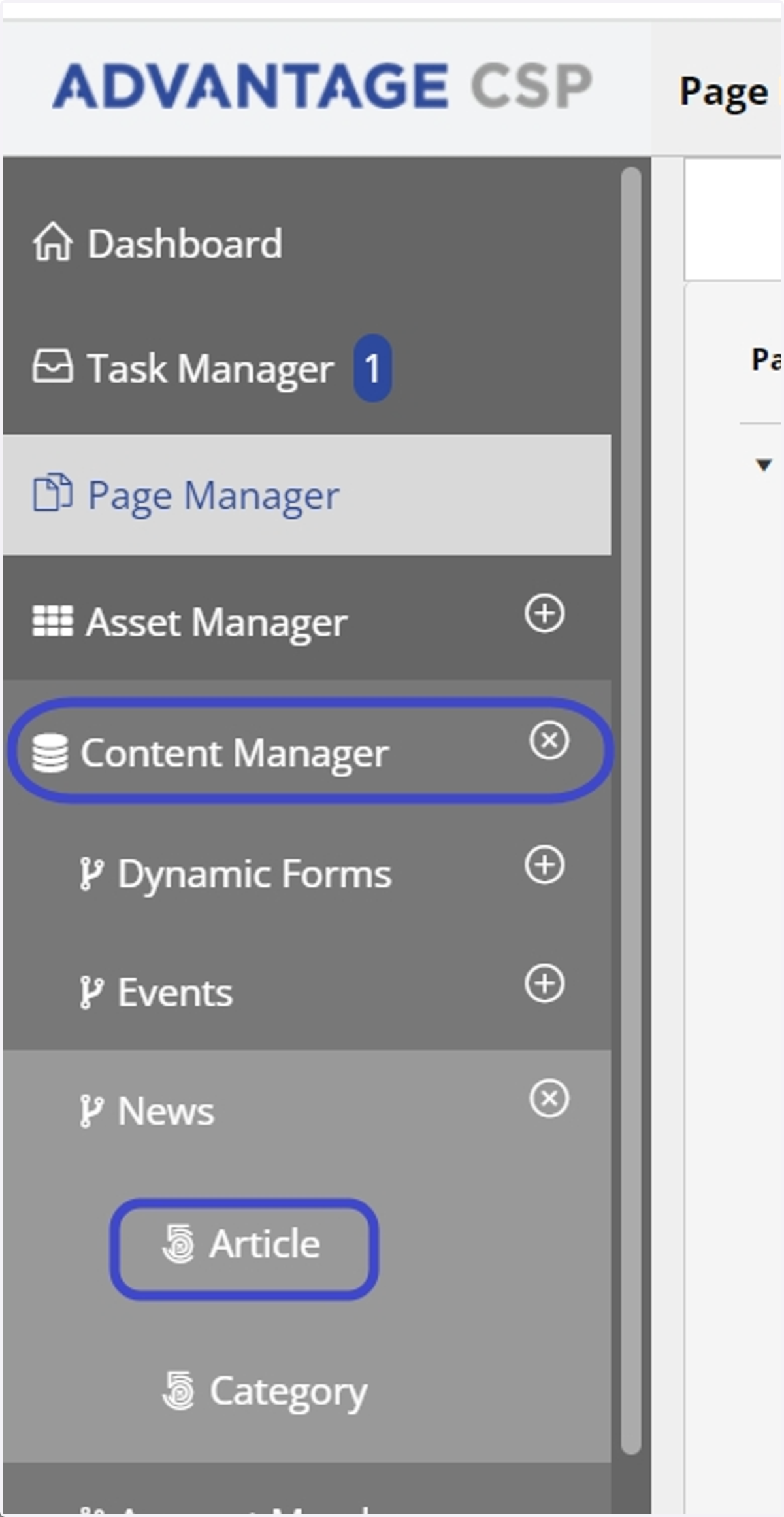 From the Menu click on Content Manager. Then click on News to expand click on Article