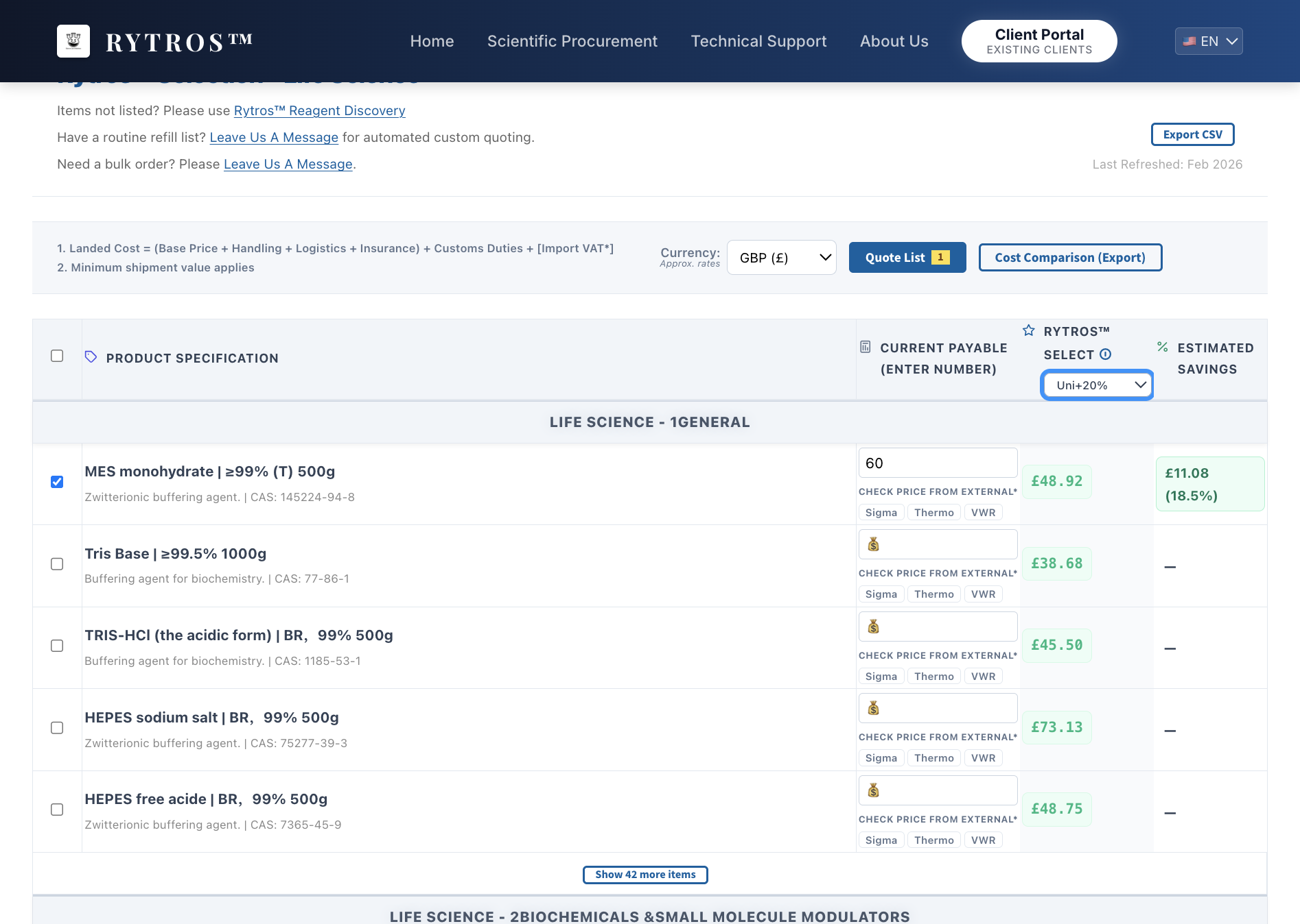 Select a possible handing fee, i.e. Uni+20%