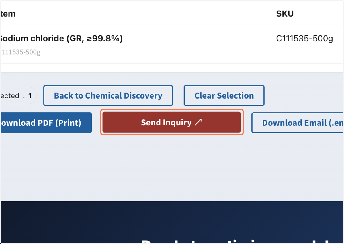 Double-check email address. Click on "Send Inquiry ↗"