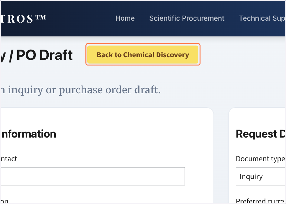 Click on "Back to Chemical Discovery" to return to the home page