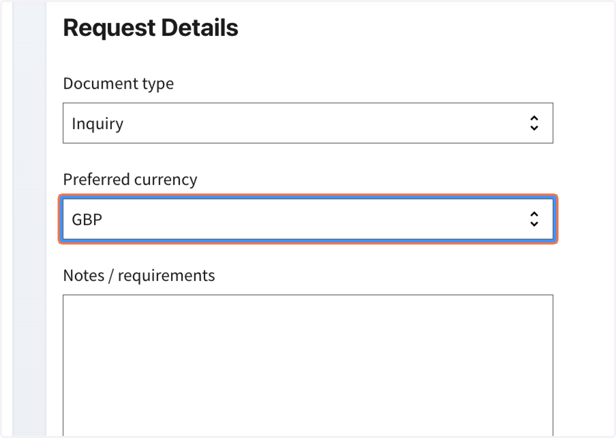 Select Preferred currency