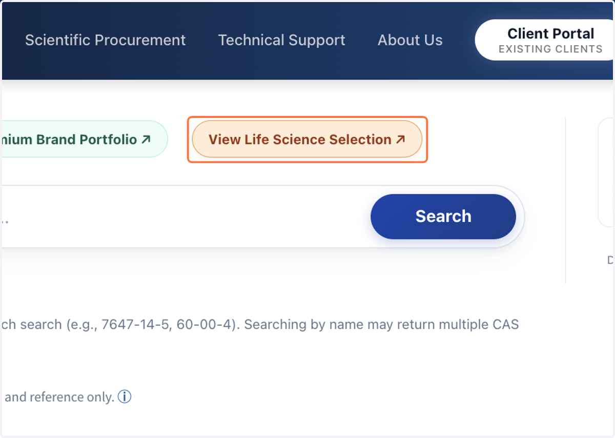 Click on "View Life Science Selection ↗" to browse our pre-selection