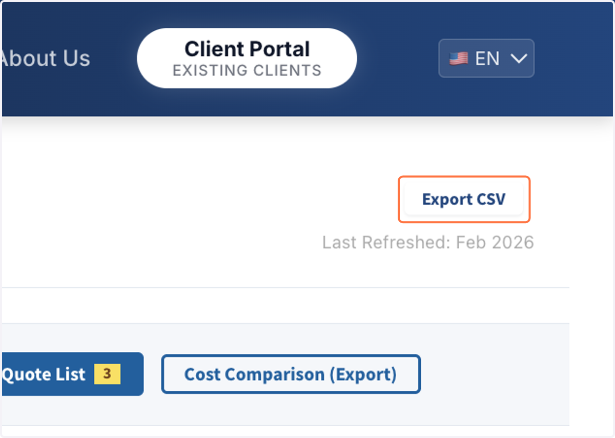 Click on "Export CSV" to download our selected list