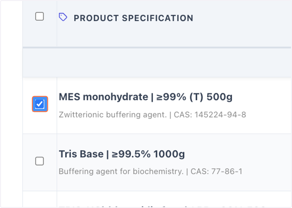 Select the check box for interested items